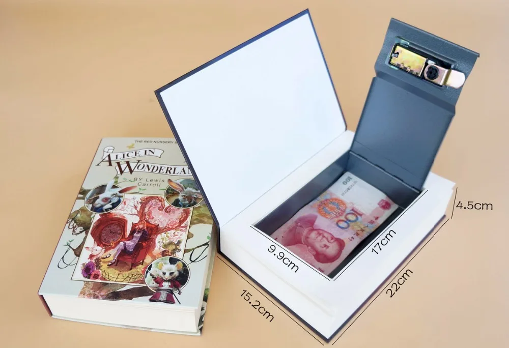 Portable Size M Hidden Box Key Lock Home Office Car Travel Jewelry Phone Security Storage Safe Box Decorative Book Box