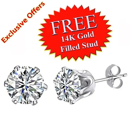 1.00 CT Trillion CUT STUD EARRINGS SOLID 14K YELLOW GOLD ear studs Triangle #With Free Stud gold small triangle stud earrings