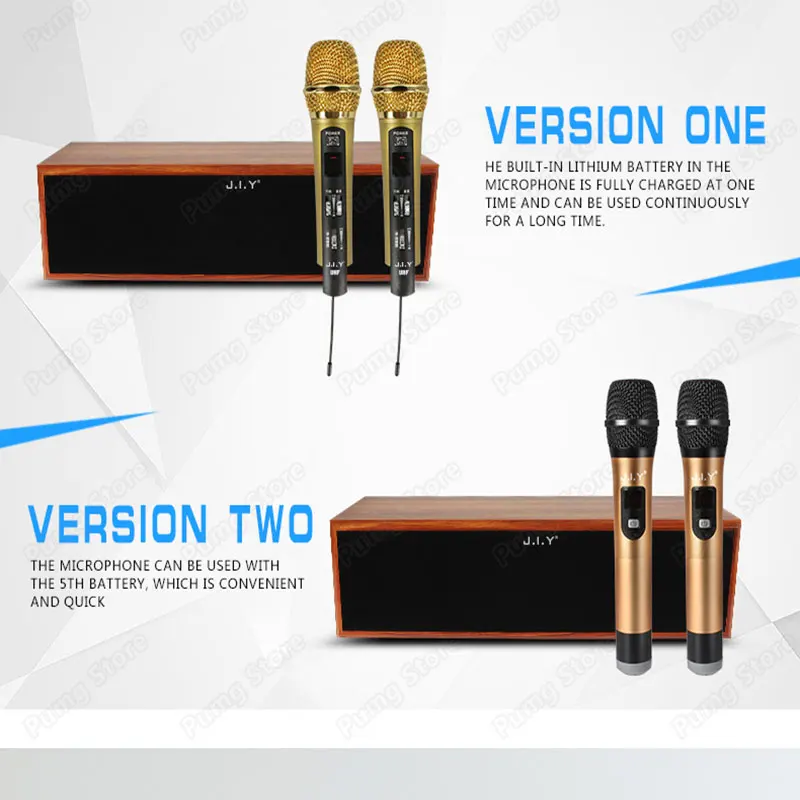 

JIY Universal Double Wireless Microphone bluetooth speaker radio Amplifier dual U band Microphones for karaoke computer home KTV