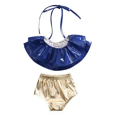 Baby Kids Girls Rufflles Swimwear 2 pc Halter Bikini Tankini Swimsuit Swimming Costume