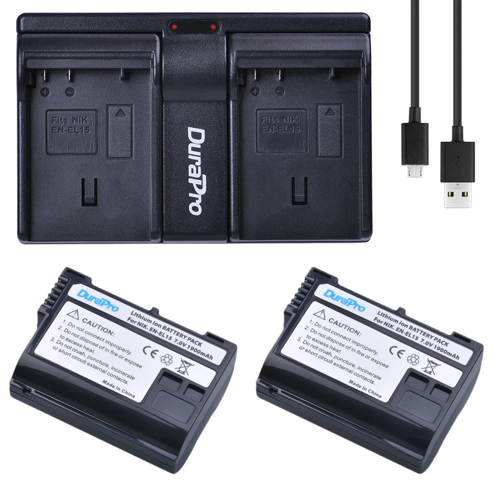 2 шт. EN-EL15 ENEL15 EN EL15 аккумулятор камеры + двойное зарядное устройство USB для Nikon 1 V1 D600