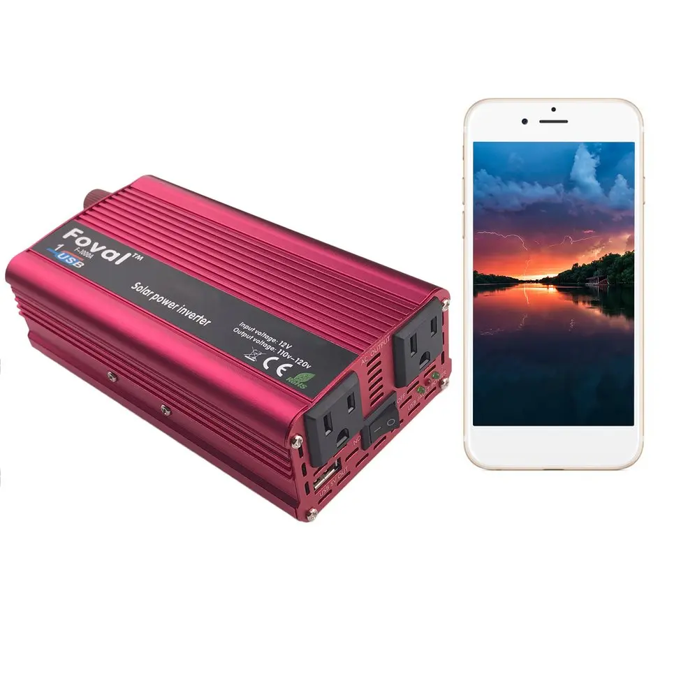 2000W DC12V To AC110V Car Power Inverter Aluminum Alloy Dual USB Charger Converter Transformer High Conversion Converter