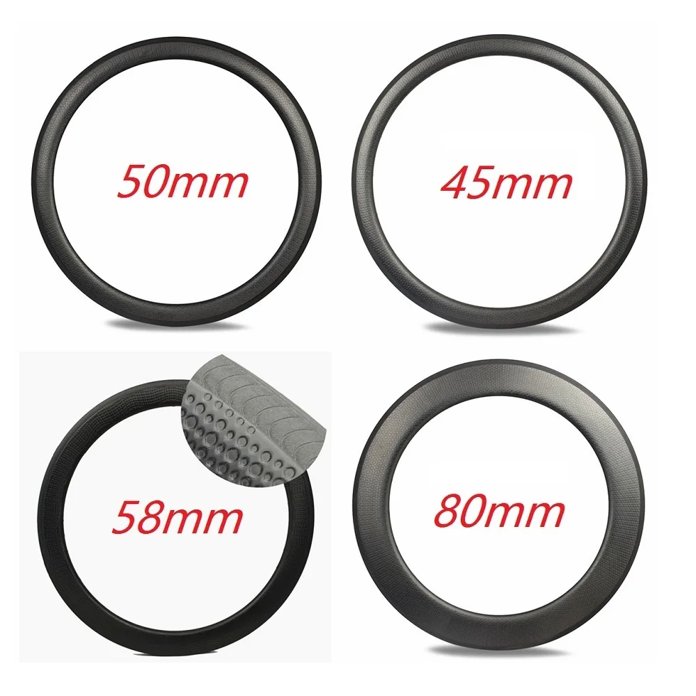 Excellent Dimple Carbon Rims 45mm 50mm 58mm 80mm Depth High TG Carbon Fiber Golf Surfce For Road Bike And Cycle Cross 0