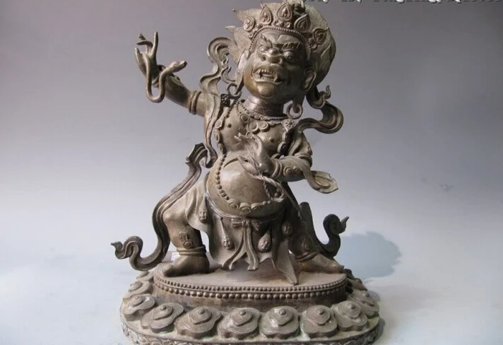 

song voge gem S0683 13 Tibet Buddhism Temple Pure Copper Bronze Snake God Mahakala Buddha Statue