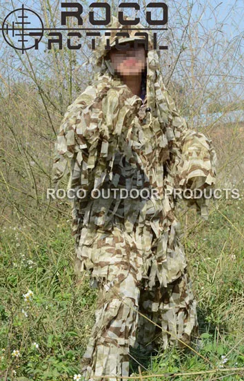 ROCOTACTICAL дышащий легкий камуфляж Снайпер Ghillie костюм Снайпер страйкбол Пейнтбол Военный камуфляж костюм Лесной - Цвет: Desert