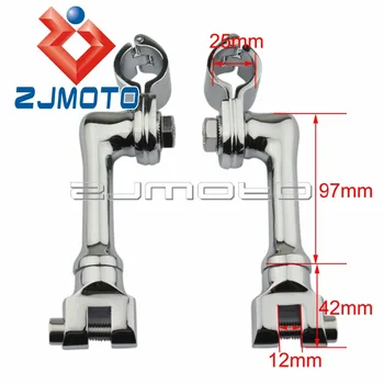 

Universal Longhorn Offset Footpeg Mounts Motorcycle Foot Controls Clamp For Bobber Chopper Engine Guards