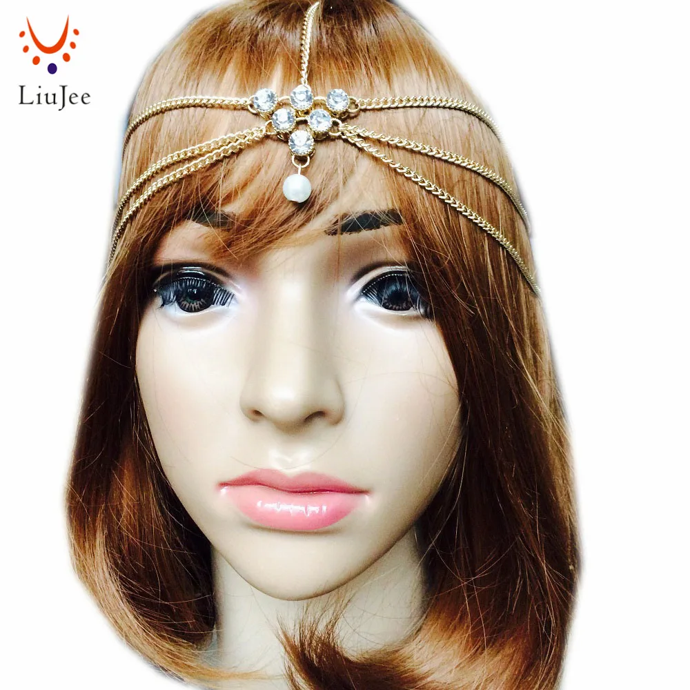 Yean Gold Head Chain Bohemian Hair Jewelry Headpiece Forehead Band