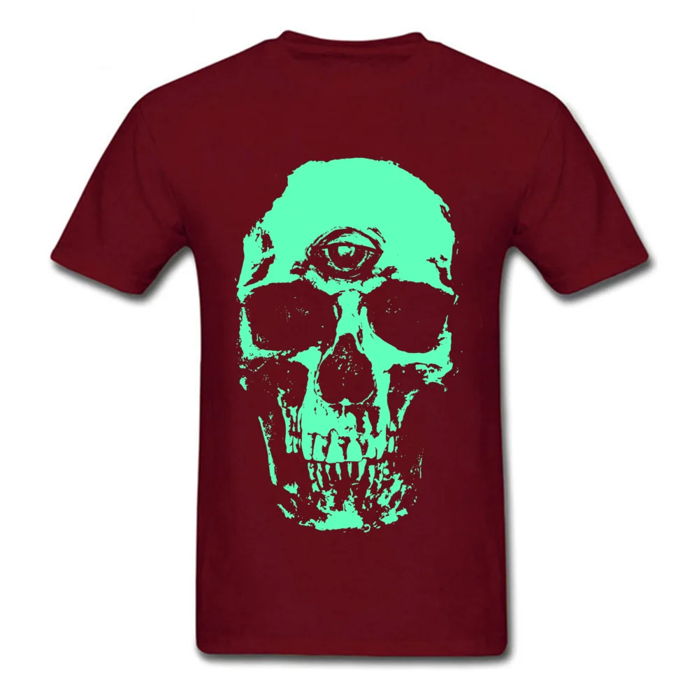Camisa All Seeing Skull Men Tshirts 2018 Popular Thanksgiving Day Short Sleeve Crew Neck Pure Cotton Tops & Tees Normal T-shirts All Seeing Skull maroon