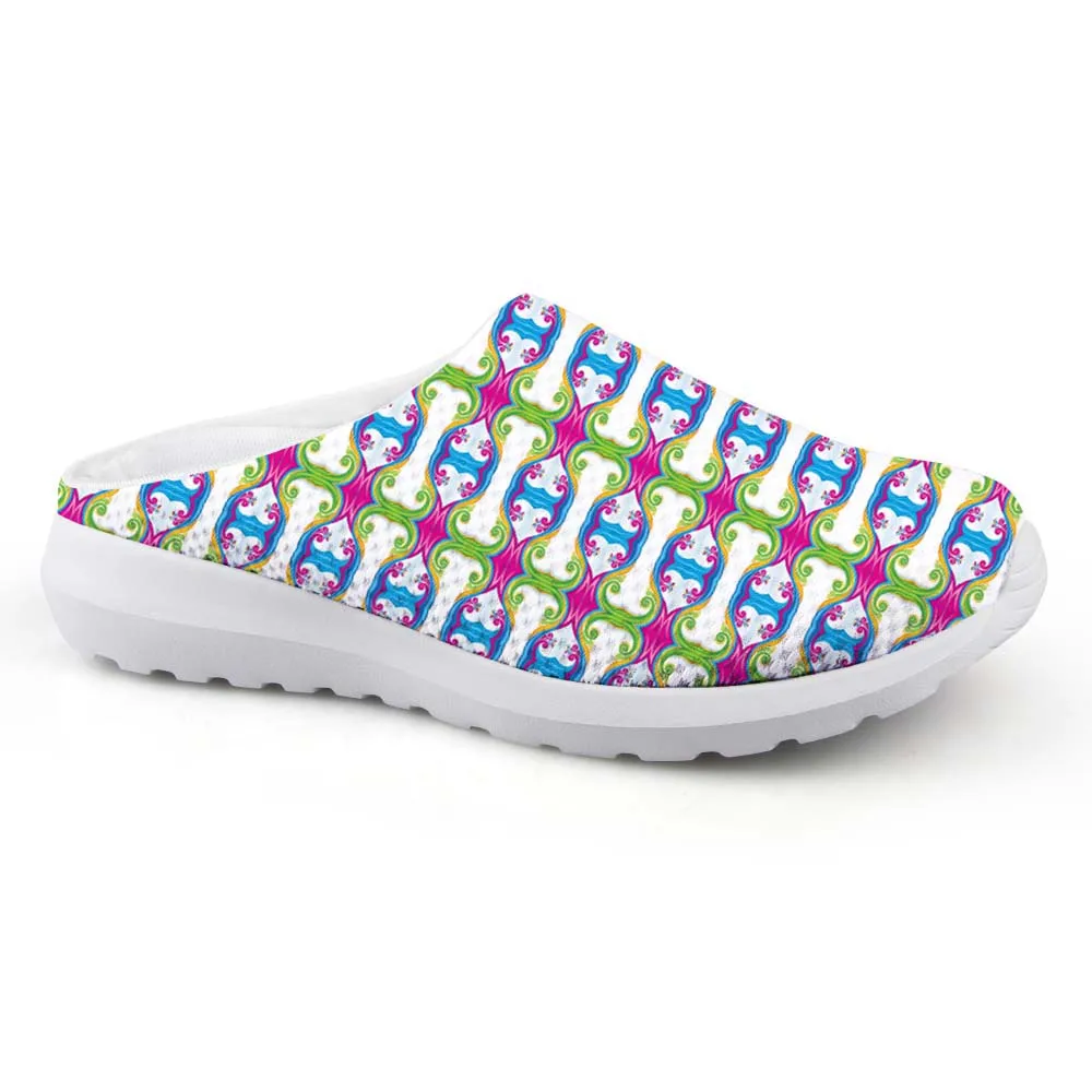 Noisydesigns Girls Mesh House Slippers Mixed Colors Geometric Print Women Beach Water Sandals 