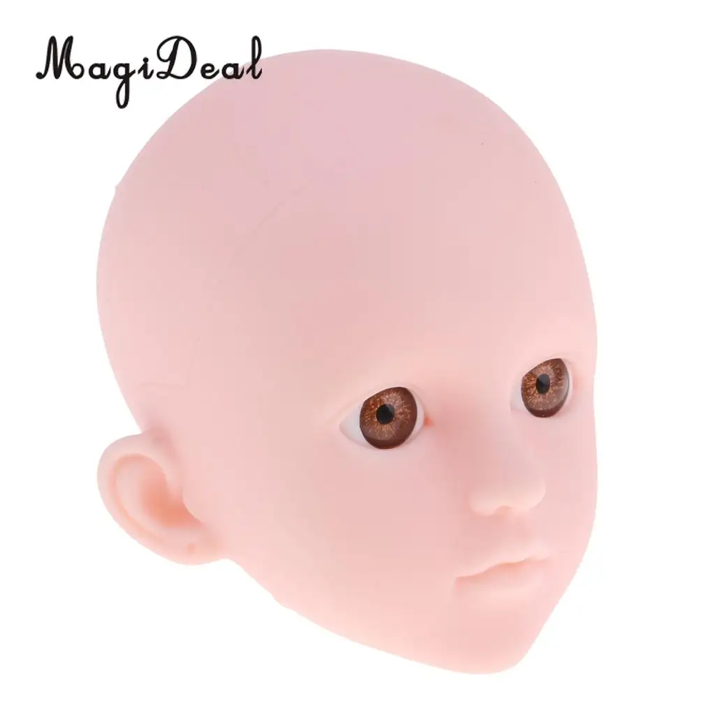 1/4 Female Doll Head Sculpt with Brown Eyes DIY Parts High Quality Plastic for BJD Doll