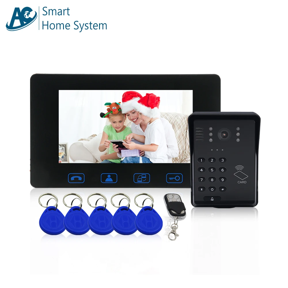 High Definition 7 inch Screen Support Password/Access Card Unlock Ring