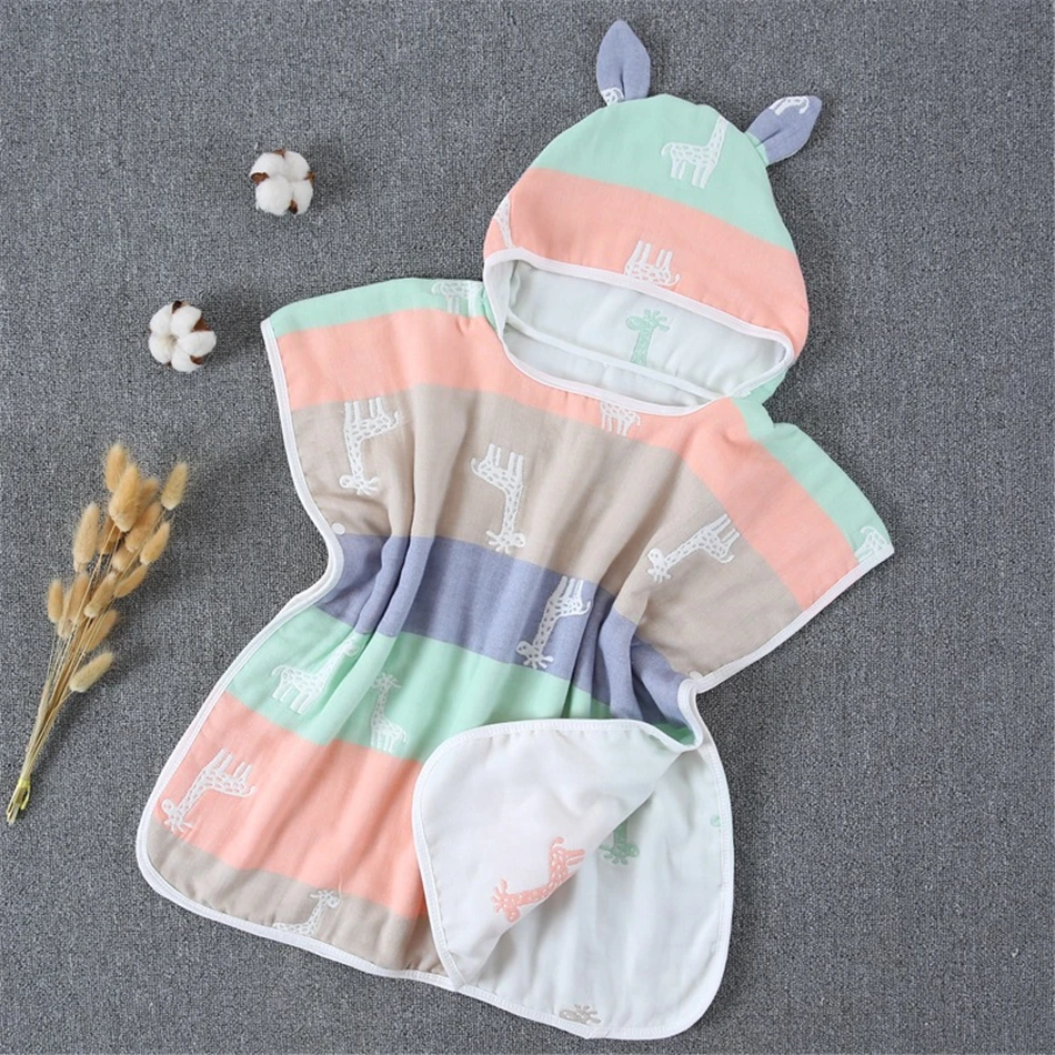 Baby Bath Towel for Newborns Child Hooded Baby Towel With Hood Muslin Baby Cotton Gauze Cloth New Born beach Towel for Children