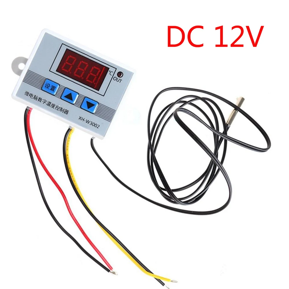 DC 12V XH-W3002 DC 12V 24V AC 110 V-220 V цифровой регулятор температуры на светодиодах повышенной 10A переключателем управления термостатом с зондом датчик W3002 - Цвет: DC 12V
