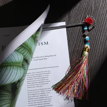 1 шт. Винтажный стиль s китайский стиль Ретро металлическая Закладка в виде кисточек ручной работы переплетенные длинные бусины с кисточками традиционные маркеры для книг подарки