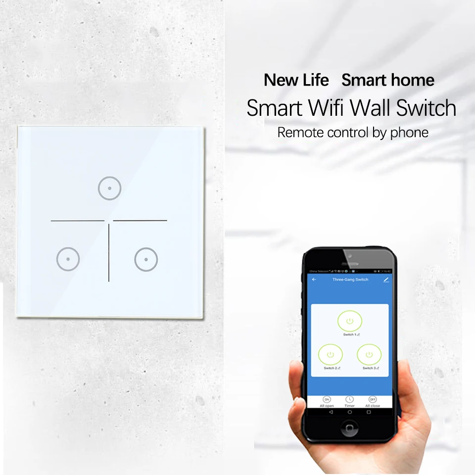 

Smart Touch Switch Wall interruptor EU 1/2/3 Gang wifi Remote control light switch Work with Alexa Google Home Tuya Smart APP
