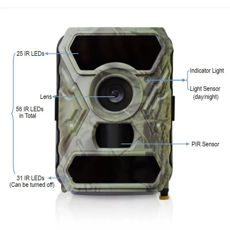  Trail Game Camera S880 Hunting Camera 12Mp 1080P Hd Wide Angle Infrared Night-Vision 56Pcs Ir Leds 
