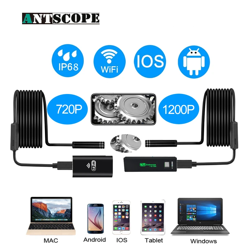 online Antscope Câmera Endoscópio Wifi Android Iphone À Prova D Água Borescope Câmera Endoscópica Rígida Semi Tubo Rígido iOS Wi fi Câmera 40