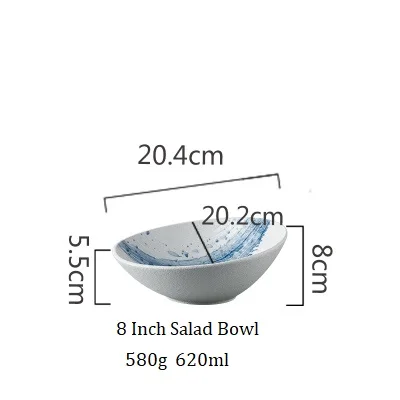 NIMITIME, западный стиль, керамическая овальная миска для риса, Салатница, фруктовое блюдо, чашка для воды, кофейная чашка, набор посуды - Цвет: 8 Inch Salad Bowl