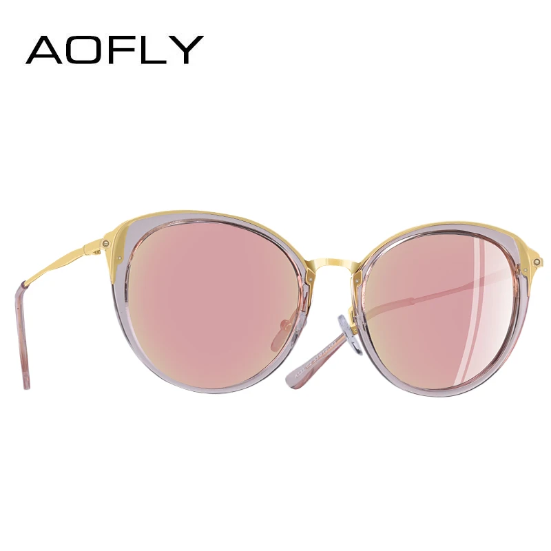 AOFLY, фирменный дизайн, поляризационные солнцезащитные очки для женщин, модные женские солнцезащитные очки «кошачий глаз», очки Gafas De Sol, очки A131 - Цвет линз: C2Pink