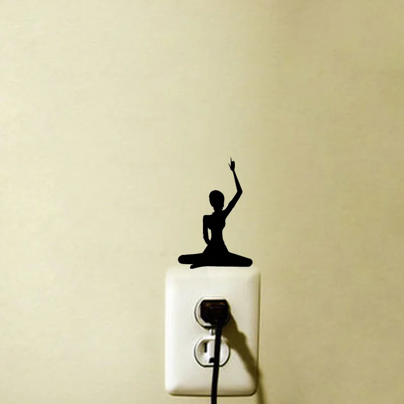 Lovely Yoga Girl Modeling Automobiles Vinyl Wall Sticker Switch Decal 5WS1013 | Дом и сад