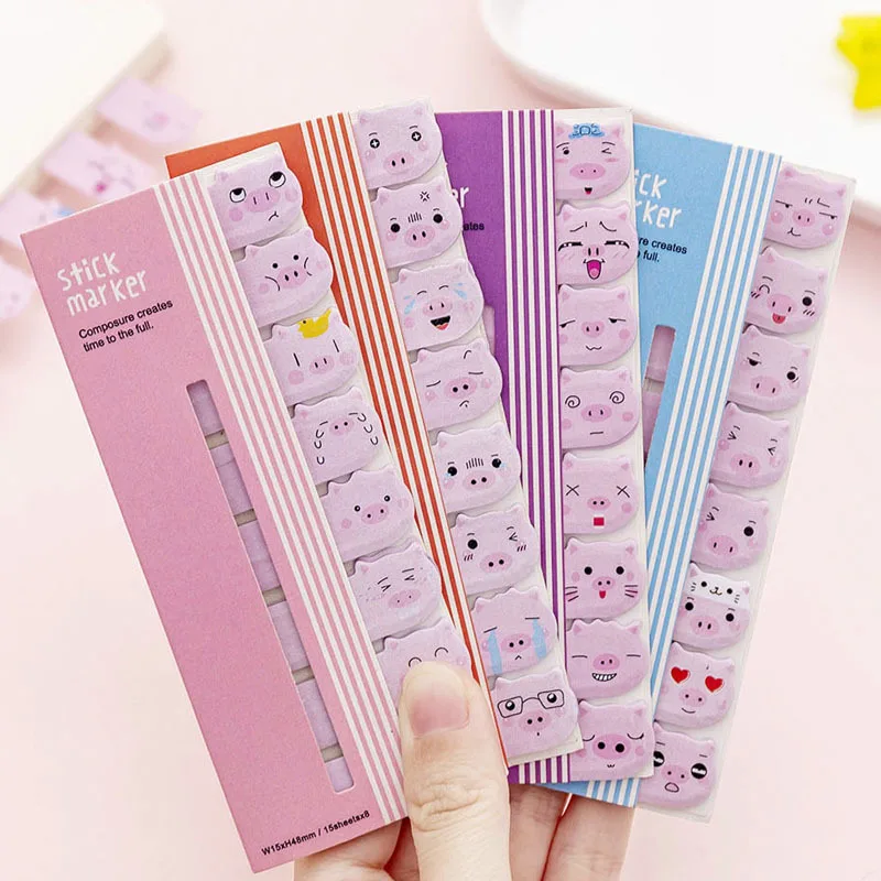 

4PCS Kawaii Pig Emotion Index Tab Sticky Note Paper Sticker Memo Pad Sheet Cute Stationary Thing School Office Accessory Goods