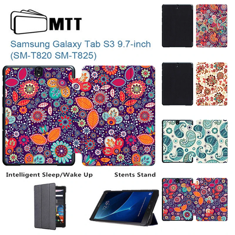 

MTT For Samsung Tab S3 T820 Case Paisley Flowers Painted Funda for Samsung Galaxy Tab S3 9.7 SM-T820 T825 Smart Tablet Cover