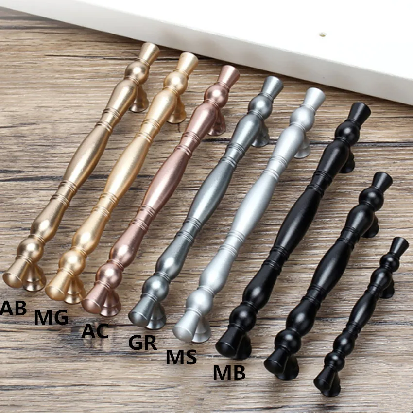

64mm 96mm 128mm modern simple Aluminum alloy gray black gold kitchen cabinet cupboard handle 5" retro style dresser drawer pull