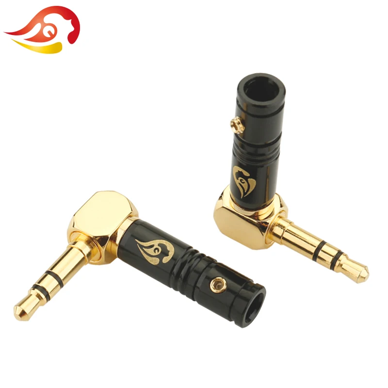 

QYFANG 100pcs 3.5mm Bend Plug Audio Jack 3 Pole HiFi Earphone Splice Adapter DIY Repair 90 Degree Stereo Solder Wire Connector