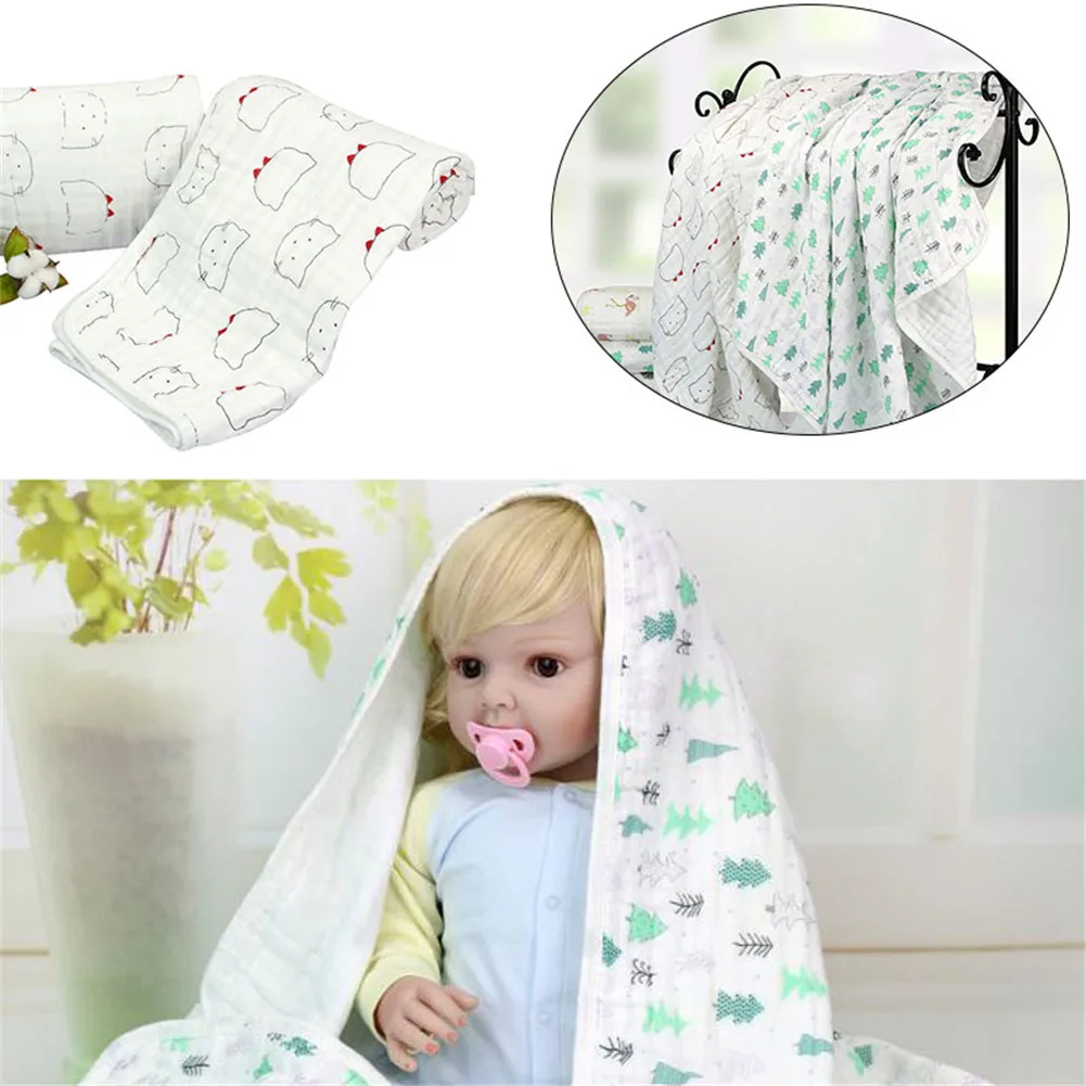 Новое хлопковое удобное детское одеяло с принтом, новое мягкое полотенце для купания, безопасное и здоровое одеяло с рисунком для новорожденных