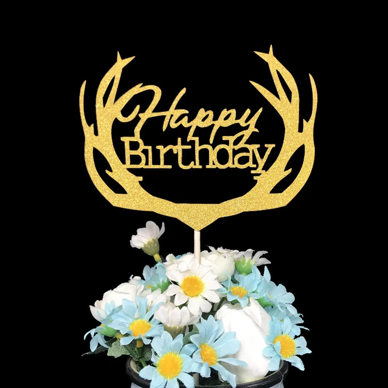 Торт ко дню рождения карты вечерние Милу олень с изображением оленьих рогов для