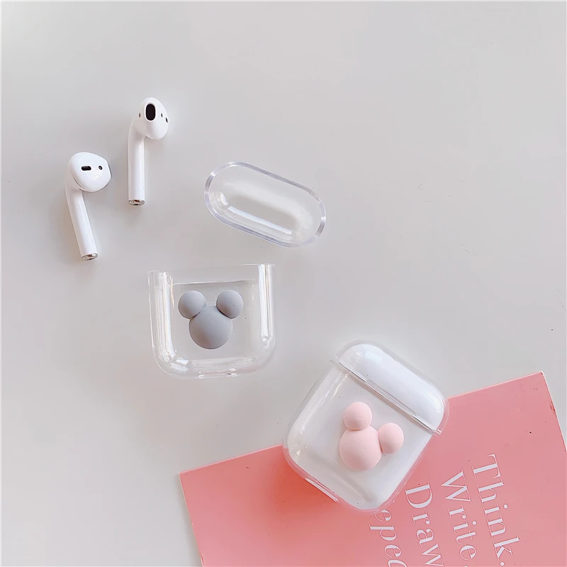 3D Cute Cartoon Airpod Case Cover Smile Heart Clear Hard PC Earphone Protective Cases Airpods 2 Case Transparent Airpods 1 Coque
