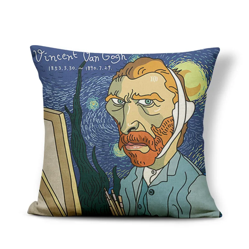 اينشتاين فان جوخ وسادة الموسيقار باخ خزانة الهدايا لطلاب الطب القطن الكتان رمي سادة القضية 45x45 سنتيمتر مريحة