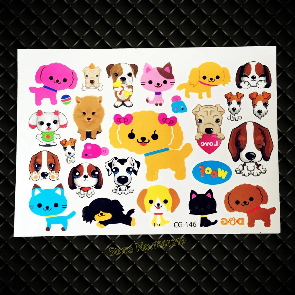 Corée 3d Dessin Animé Chien Chat Conception Tatttoo