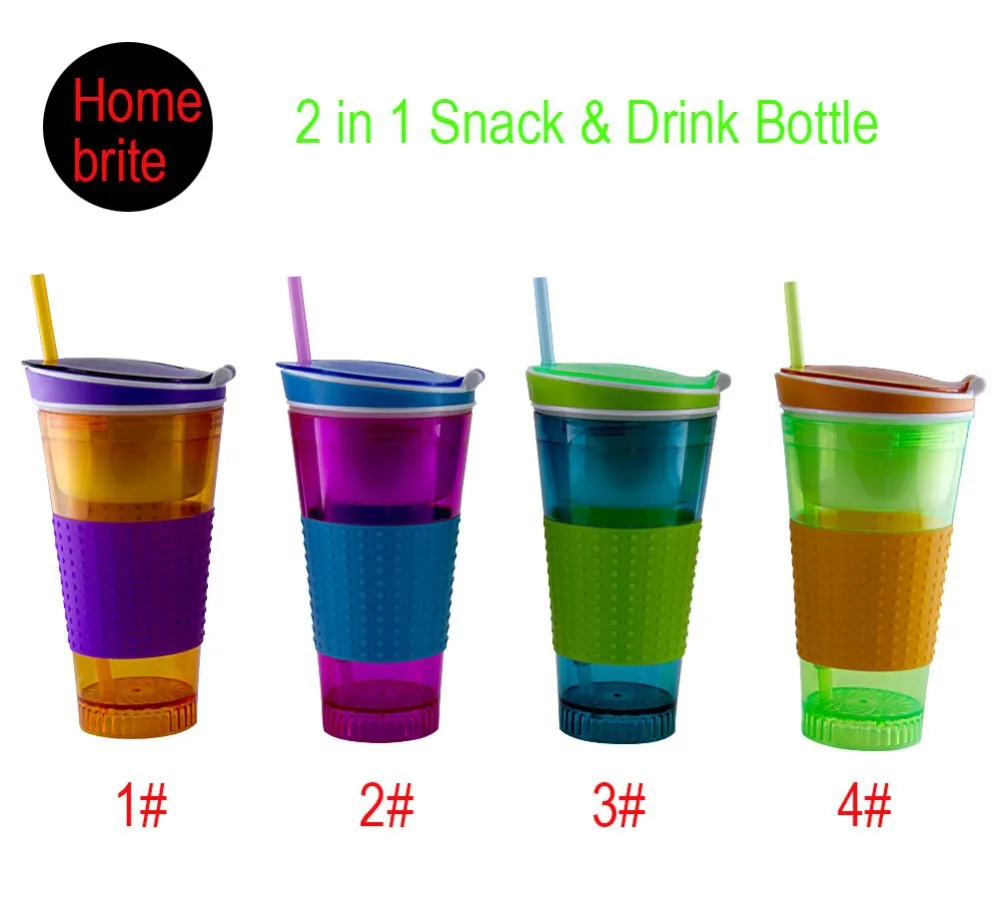 2 in 1 Snack & Drink Bottle With Flip top Lid,4 oz Snack Bottle,16 oz