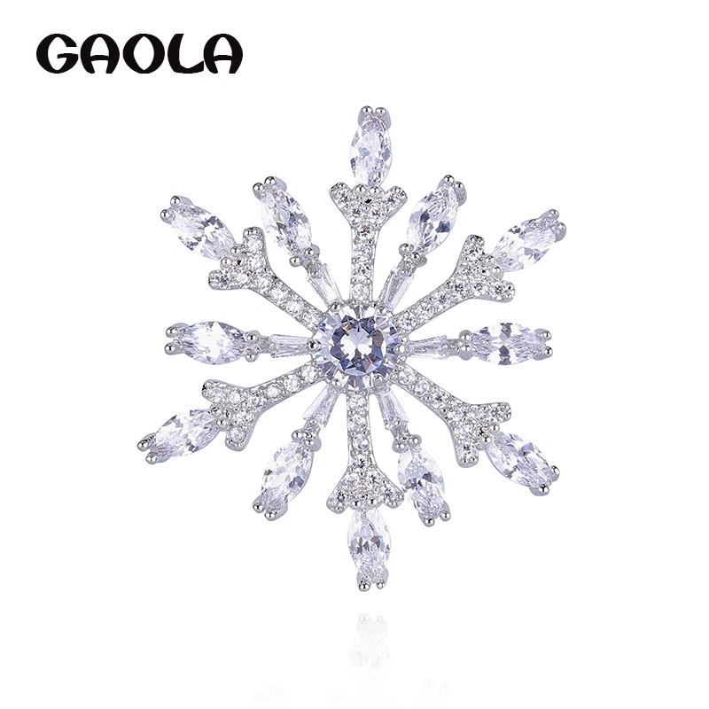 

GAOLA High Quality Cubic Zirconia Snowflake Brooches For Women Gifts
