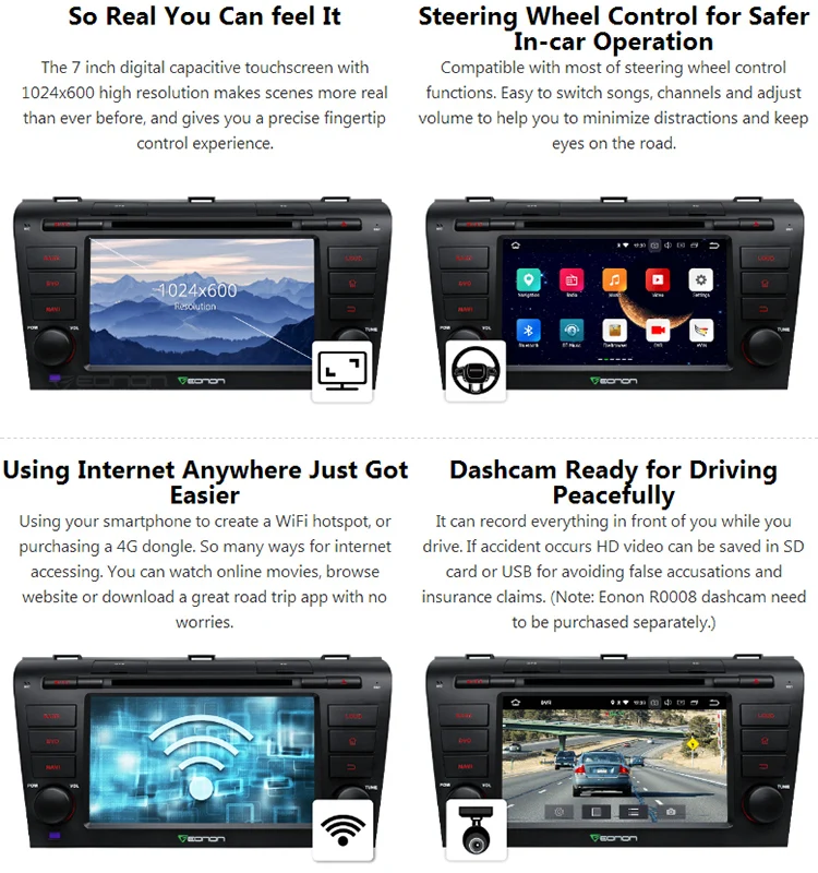 Cheap 7" Octa-Core Android 8.0 Car DVD Multimedia Navigation GPS Radio for Mazda 3 2004 2005 2006 2007 2008 2009 with Split Screen 8