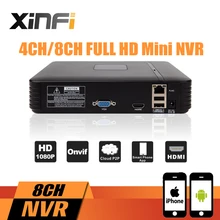 XINFI новые мини NVR Full HD 4 канала 8 канальный безопасности автономный CCTV NVR 1080 P 4CH 8CH ONVIF 2,0 для IP камера системы 1080