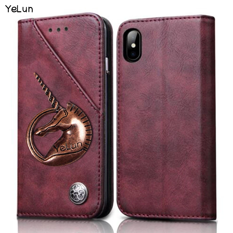 

YeLun Retro Unicorn Flip Wallet PU Leather Case For iphone X 8 5 5S SE 5C 6 6S 7 PLUS Book Wallet Flip Card Slot Case Cover