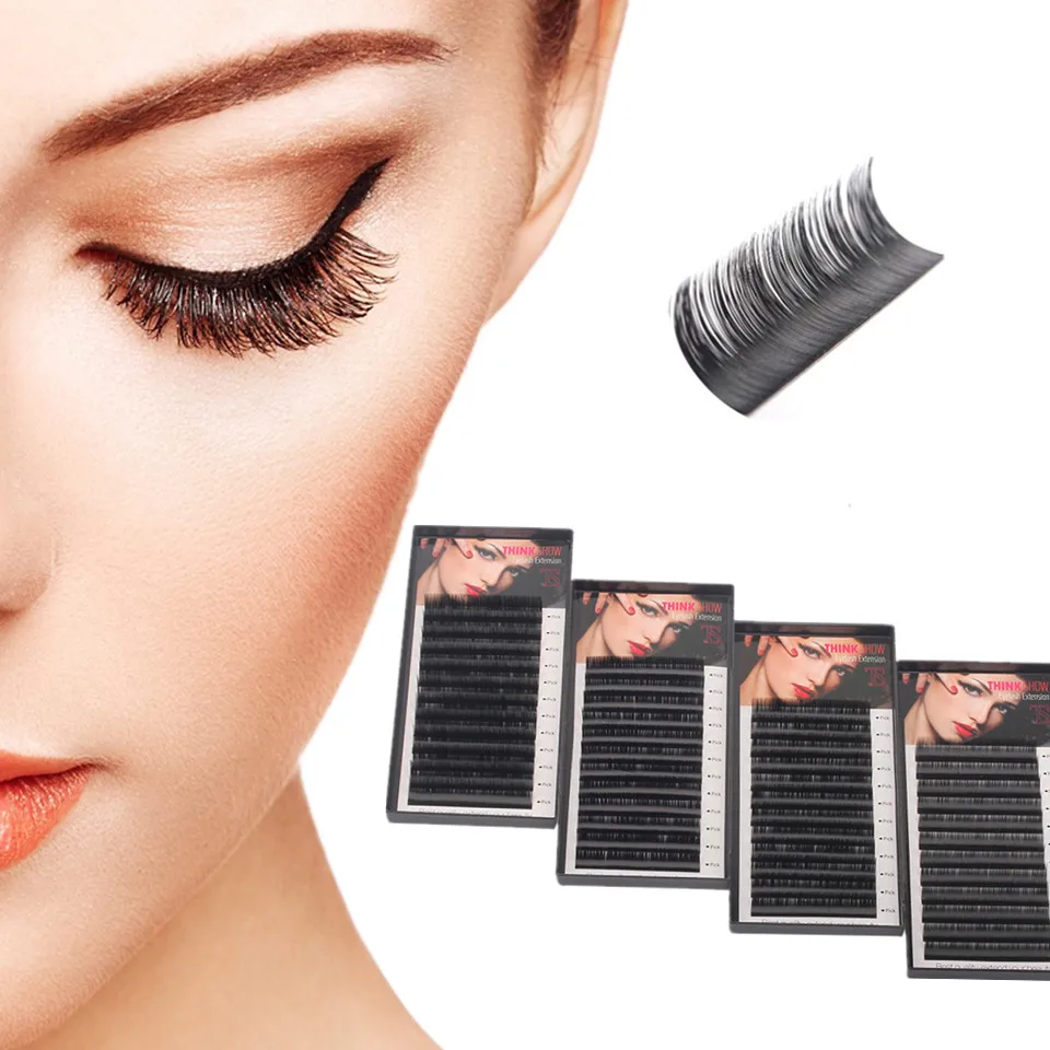 

4Trays All Size Eyelash Maquiagem Cilios Eyelash Extension Korea Silk Volume Eyelash Curl B/C/D 0.05-0.20 Thick Eyelashes Makeup