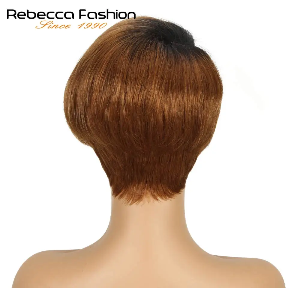 Rebecca L часть шнурка человеческих волос парики для черных женщин перуанские Remy прямые волосы Омбре парик шнурка модные короткие парики