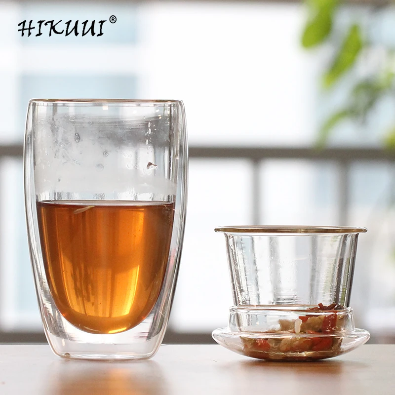 

Fashion Flower Tea Double glass Cup Filter Cup Tea Infuser High Temperature Insulation Heat Preservation Tea Set Drinkware