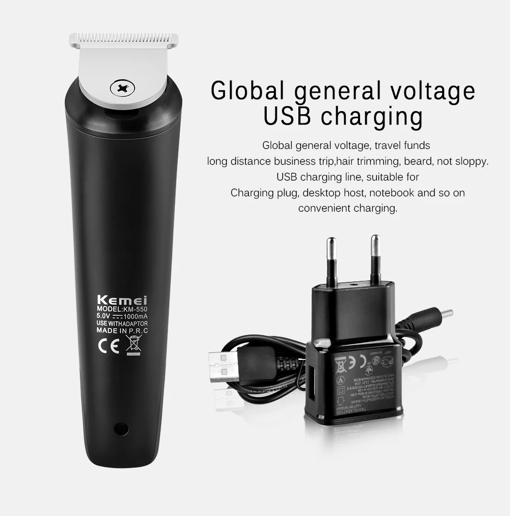 Kemei KM-550 Rechargeable 8 in 1 Hair Trimmer 12