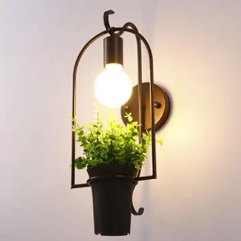 

Vintage Pastoral Plants Iron Flowerpot Led E27 Wall Lamp For Coffee Bar Restaurant Balcony Living Room Porch Light H 45cm 2160