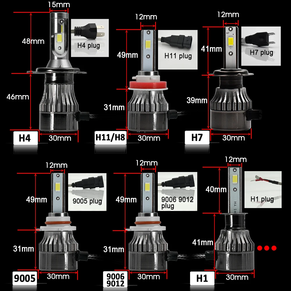 CNSUNNYLIGHT супер яркий COB светодиодный H4 H7 H11 H1 9005 Автомобильные фары 72 Вт 12000Lm/комплект 6500 К 4300 К 9006 881 противотуманная фара Автомобильные фары