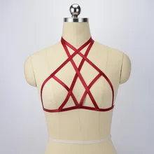 Сексуальное женское нижнее белье для бондажа с ремнем на бретельках, топ-боди с открытой грудью, бюстгальтер с ремнями в готическом стиле, Cage Bra O0562