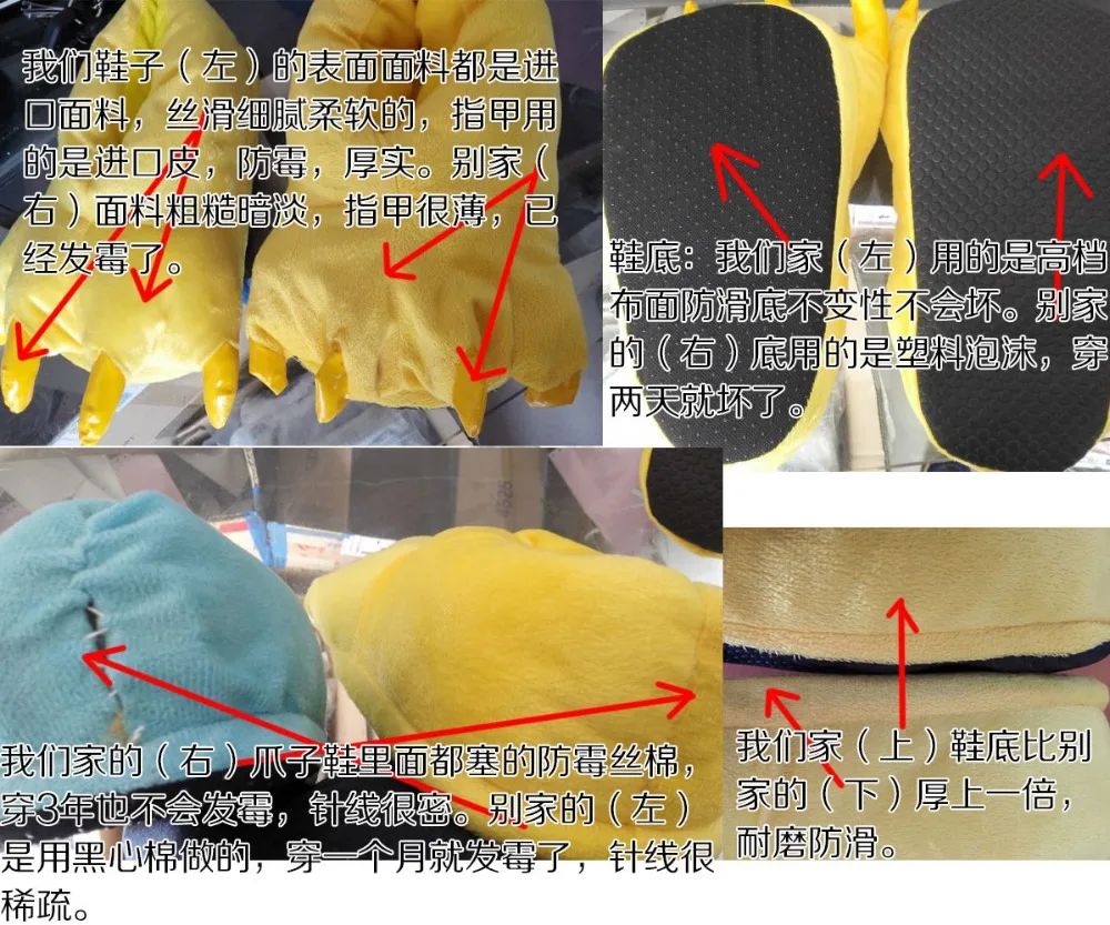 Детские зимние теплые мягкие домашние тапочки на год; домашняя обувь для мальчиков и девочек; Плюшевые тапочки в виде лап динозавра и когтей; Pantufa