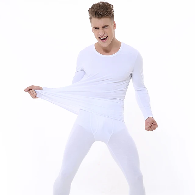 V Neck Men's Thermal Underwear Sets Modal Blending Cotton Male Thin