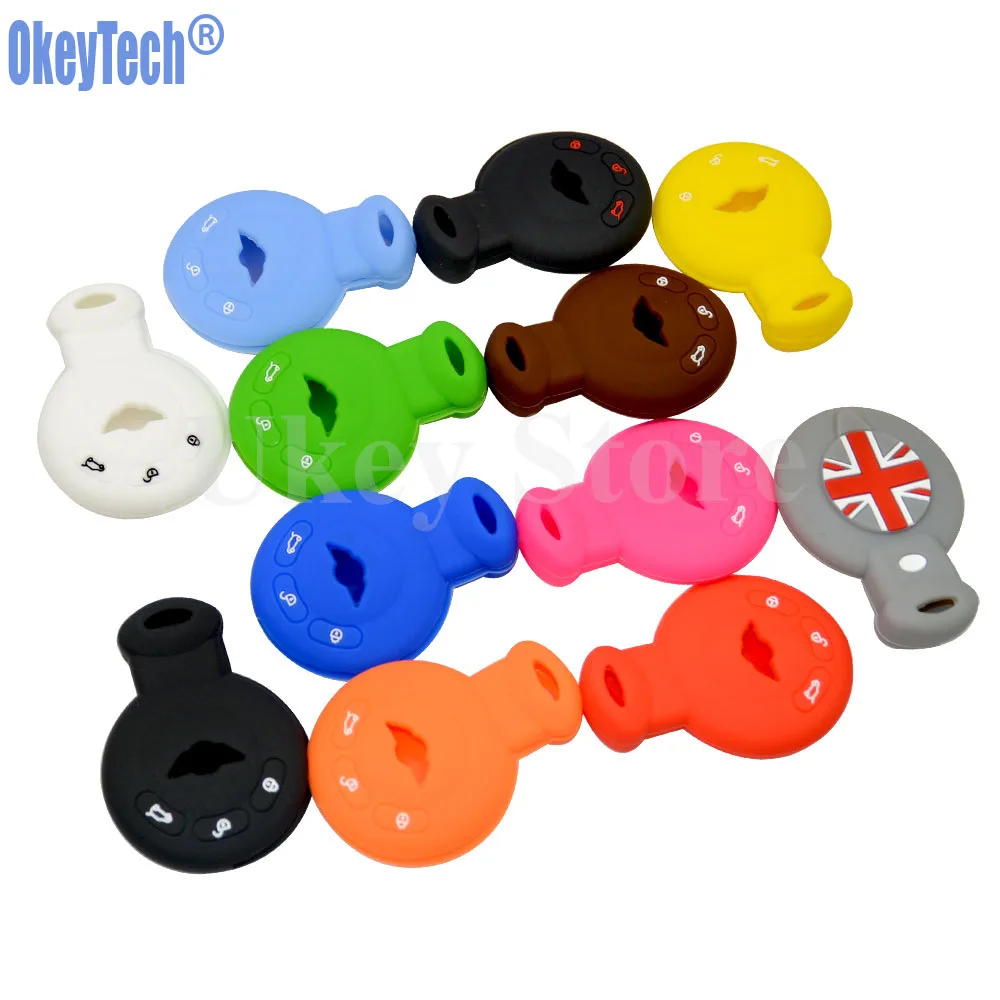 OkeyTech Silicone Key Cover for BMW Mini Cooper Key S Roadster R55 R56 R57 R58 R59 Cooper Key Shell Auto Parts Car Accessories