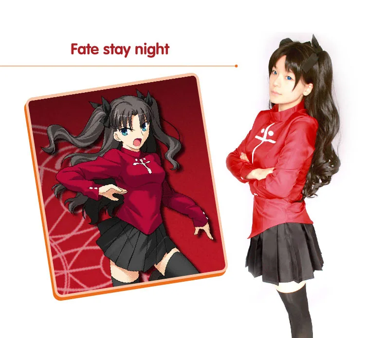 Conjunto completo de fate stay night Tohsaka Rin Cosplay Traje haloween para as mulheres anime Conjunto completo de fate stay night Tohsaka Rin Cosplay Traje haloween para as mulheres anime