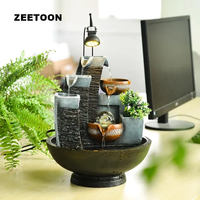 110 220V Resin Water Cycle Fountain Fish Tank Desktop